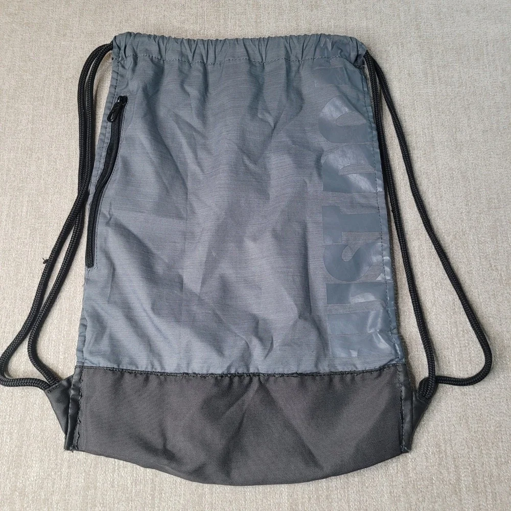 Nike Brasilia Drawstring Gym Sack Gray Black Cinch Bag Backpack BA5338-064 Mens